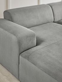 Cord-Ecksofa Melva (4-Sitzer), Bezug: Cord (92% Polyester, 8% P, Gestell: Massives Kiefernholz, Spa, Füße: Kunststoff Dieses Produkt, Cord Grau, B 319 x T 195 cm, Eckteil links