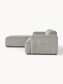 Canapé d'angle 4 places en velours côtelé Melva, Velours côtelé gris, larg. 319 x prof. 195 cm, méridienne à droite