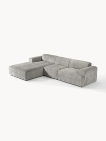 Cord-Ecksofa Melva (4-Sitzer), Bezug: Cord (92% Polyester, 8% P, Gestell: Massives Kiefernholz, Spa, Füße: Kunststoff Dieses Produkt, Cord Grau, B 319 x T 195 cm, Eckteil links