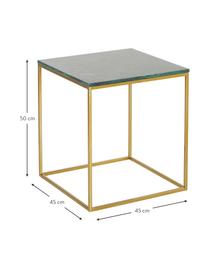 Mesa auxiliar de mármol Alys, Tablero: mármol natural, Estructura: metal con pintura en polv, Verde veteado, dorado, An 50 x Al 50 cm