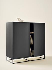 Highboard Lyckeby, Holz, schwarz lackiert, B 120 x H 120 cm