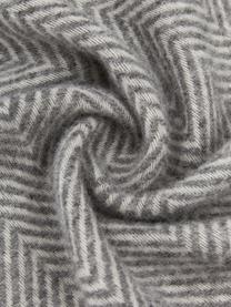 Couverture en laine avec motif à chevrons et franges Tirol-Mona, Gris, larg. 140 x long. 200 cm