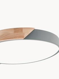 Malé stropní LED svítidlo Benoa, Dubové dřevo, šedá, Ø 30 cm, V 5 cm