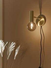 Verstelbare wandlamp Wilson met glazen lampenkap en stekker, Lampenkap: glas, Fitting: vermessingd metaal, Goudkleurig, grijs, D 22 x H 22 cm