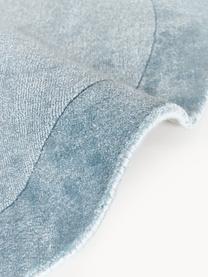 Rond laagpolig vloerkleed Kari, 100% polyester, GRS-gecertificeerd, Blauwtinten, Ø 150 cm (maat M)
