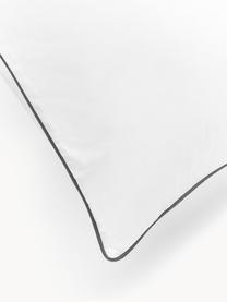 Taie d'oreiller en percale de coton avec passepoil Daria, Blanc, anthracite, larg. 50 x long. 70 cm