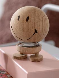 Objet décoratif en bois de chêne Smiley, Bois de chêne, Souriant, Ø 8 x haut. 10 cm