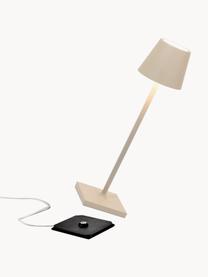 Lampada da tavolo portatile a LED con luce regolabile Poldina, Lampada: alluminio rivestito, Beige chiaro opaco, Ø 11 x Alt. 38 cm