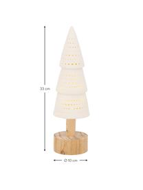 Sapin de Noël décoratif à piles Lumio, Bois de pin, porcelaine, Blanc, brun clair, Ø 10 x haut. 33 cm