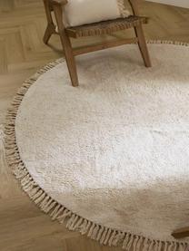 Tapis rond en coton tufté main Daya, Blanc crème, Ø 120 cm (taille S)