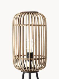 Lampada da terra treppiede piccola in rattan Woodrow, Paralume: rattan, Nero, marrone chiaro, Alt. 130 cm