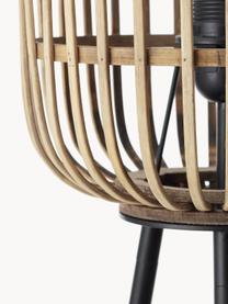 Lampada da terra treppiede piccola in rattan Woodrow, Paralume: rattan, Nero, marrone chiaro, Alt. 130 cm