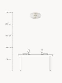 Design Deckenleuchte Evelyn aus Bambus, weiss, Lampenschirm: Bambus, Baldachin: Metall, pulverbeschichtet, Dekor: Metall, pulverbeschichtet, Weiss, Goldfarben, Ø 50 x H 20 cm