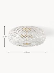 Plafonnier design en bambou Evelyn, Blanc, doré, Ø 50 x haut. 20 cm