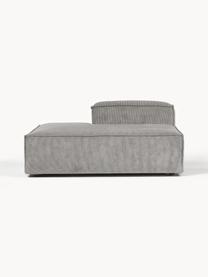 Ottomane-Modul Lennon aus Cord, Bezug: Cord (92 % Polyester, 8 %, Gestell: Massives Kiefernholz FSC-, Füße: Kunststoff, Cord Hellgrau, B 150 x T 119 cm, Rückenlehne rechts