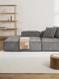 Diván modular de pana Lennon, Tapizado: pana (92% poliéster, 8% p, Estructura: madera de pino y abeto ma, Patas: plástico. Este producto e, Pana gris, An 150 x F 119 cm, respaldo derecho