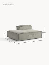 Chaise longue module Lennon van corduroy, Bekleding: corduroy (92% polyester, , Frame: massief grenenhout, multi, Poten: kunststof Dit product is , Corduroy grijs, B 150 x D 119 cm, rugleuning rechts