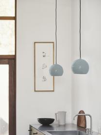 Kleine bolvormige hanglamp Ball, Lampenkap: gecoat metaal, Grijsblauw, Ø 18 x H 16 cm