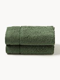 Serviette de toilette avec bordure décorative Luxe, tailles variées, Vert foncé, Serviettes de toilette, larg. 50 x long. 100 cm, 2 pièces