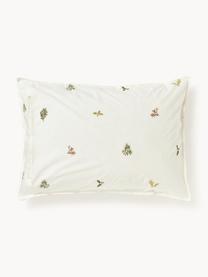 Taie d'oreiller réversible en percale de coton Twigs, Blanc cassé, multicolore, larg. 50 x long. 70 cm