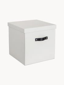 Aufbewahrungsbox Logan, Box: fester, laminierter Karto, Griff: Leder, Weiss, B 32 x T 32 cm