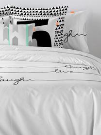 Housse de couette en coton Live, Blanc, noir, larg. 240 x long. 220 cm