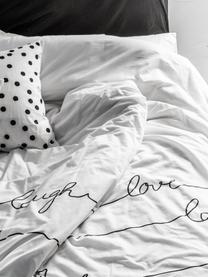 Housse de couette en coton Live, Blanc, noir, larg. 240 x long. 220 cm