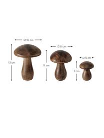 Champignons décoratifs en bois Terjol, 3 élém., Bois, Brun, Lot de différentes tailles