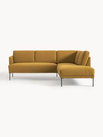 Ecksofa Fluente, Bezug: 100 % Polyester Der strap, Gestell: Massives Kiefernholz, Webstoff Ocker, B 221 x T 200 cm, Eckteil links