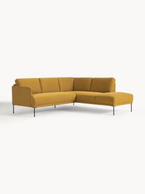 Ecksofa Fluente, Bezug: 100 % Polyester Der strap, Gestell: Massives Kiefernholz, Webstoff Ocker, B 221 x T 200 cm, Eckteil links