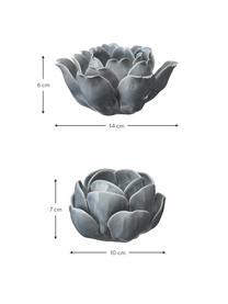 Teelichthalter-Set Sally, 2-tlg., Porzellan, lackiert, Grau, Set mit verschiedenen Größen