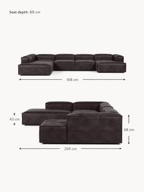 Sofa modułowa ze skóry z recyklingu Lennon, Tapicerka: skóra z recyklingu (70% s, Stelaż: lite drewno, sklejka, Nogi: tworzywo sztuczne Ten pro, Taupe skóra, S 418 x G 269 cm,  lewostronna