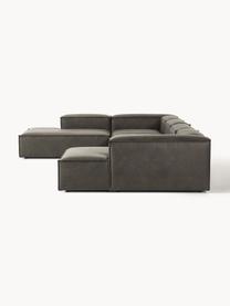 Sofa modułowa ze skóry z recyklingu Lennon, Tapicerka: skóra z recyklingu (70% s, Stelaż: lite drewno, sklejka, Nogi: tworzywo sztuczne Ten pro, Taupe skóra, S 418 x G 269 cm,  lewostronna