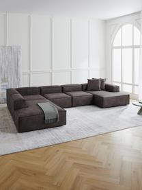 Modulaire woonlandschap Lennon van gerecycled leer, Bekleding: gerecycled leer (70% leer, Frame: massief hout, multiplex, Poten: kunststof Dit product is , Leer taupe, B 418 x D 269 cm, hoekdeel links