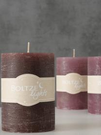 Set 3 candele Trent, alt. 15 cm, Cera, Tonalità rosa e viola, Ø 7 x Alt. 10 cm