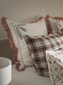 Bestickter Baumwollperkal-Bettdeckenbezug Dina mit Rüschen, Webart: Perkal Perkal ist ein fei, Weiß, Rot, B 200 x L 200 cm