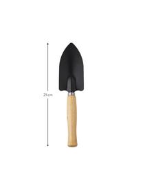 Outils de jardinage avec manche en bois d'eucalyptus Dorel, 3 élém., Noir, brun clair couleur argentée, larg. 7 x haut. 21 cm