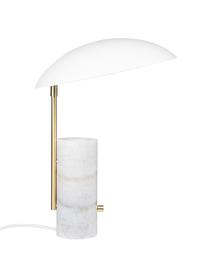 Lampe à poser avec pied en marbre Mademoiselles, Blanc, marbré, couleur laitonnée, Ø 32 x haut. 42 cm
