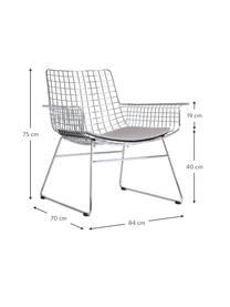 Metalen loungefauteuil Wire in chroom, Verchroomd metaal, Chroomkleurig, B 84  x D 70 cm