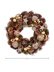 Corona navideña Thomas, Piñas secas, Tonos marrones, Ø 34 x Al 9 cm