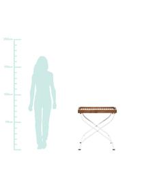 Garten-Tablettisch Parklife mit Holzplatte, Tischplatte: Akazienholz, geölt, Gestell: Metall, verzinkt, pulverb, Weiß, Akazienholz, 65 x 72 cm