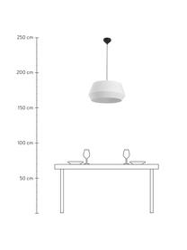 Klassische Pendelleuchte Dicte aus Faltenstoff, Lampenschirm: Stoff, Baldachin: Metall, beschichtet, Weiß, Schwarz, Ø 53 x H 29 cm