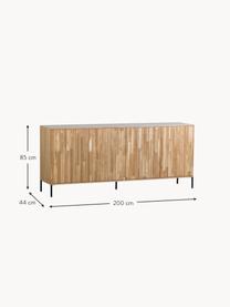 Sideboard Avourio aus Eichenholz mit geriffelter Front, Korpus: Eichenholz, Eichenholz, B 200 x H 85 cm