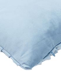 Housse de coussin en velours bleu ciel Lucie, 100 % velours de polyester, Bleu ciel, larg. 30 x long. 50 cm