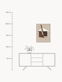 Ręcznie malowany oprawiony obraz na płótnie Brown Shapes, Stelaż: drewno sosnowe, Beżowy, odcienie brązowego, biały, S 60 x W 80 cm