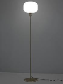 Lampadaire glamour abat-jour en verre Sober, Blanc, couleur dorée, Ø 25 x haut. 141 cm