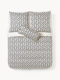 Baumwollsatin-Bettdeckenbezug Cadence mit abstraktem Muster, Webart: Satin Fadendichte 210 TC,, Schwarz, Off White, Peach, 200 x 200 cm