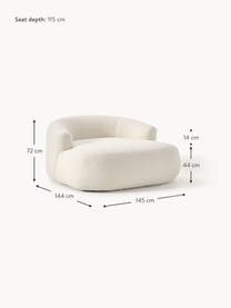 Poltrona lounge XL in teddy Sofia, Rivestimento: teddy (100% polipropilene, Struttura: legno di abete rosso, cer, Piedini: plastica Il materiale uti, Teddy bianco latte, Larg. 145 x Prof. 144 cm