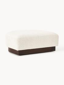 Sofa-Hocker Natalie aus Teddy-Bouclé, Bezug: Teddy-Bouclé (100 % Polye, Gestell: mitteldichte Holzfaserpla, Sockel: Massives Buchenholz, lack, Teddy-Bouclé Off White, dunkles Buchenholz, B 91 x T 107 cm