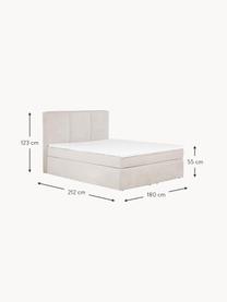 Boxspringbett Oberon, Matratze: 5-Zonen-Taschenfederkern, Füße: Kunststoff Dieses Produkt, Webstoff Beige, B 160 x L 200 cm, Härtegrad H2